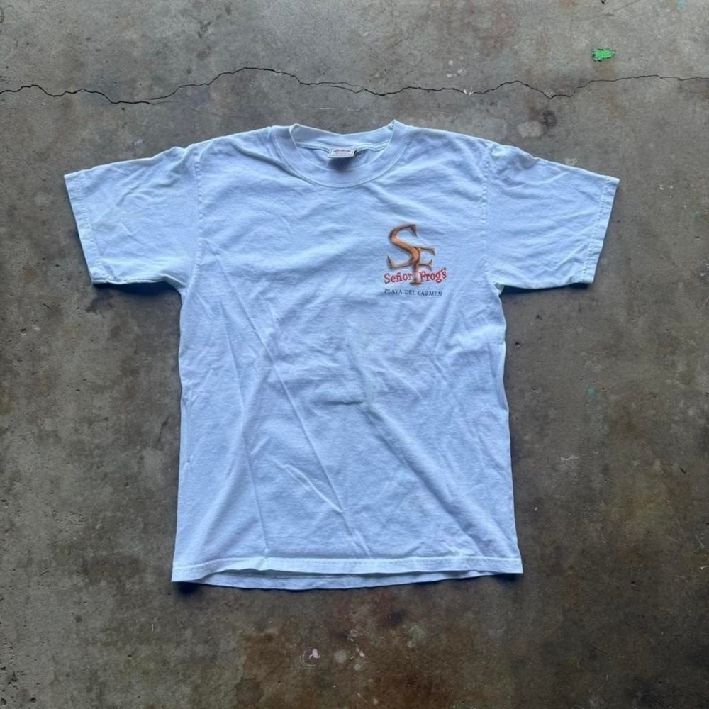 Vintage Senor Frogs Shirt Adult M White Playa Del Carmen Short Sleeve Crew Neck